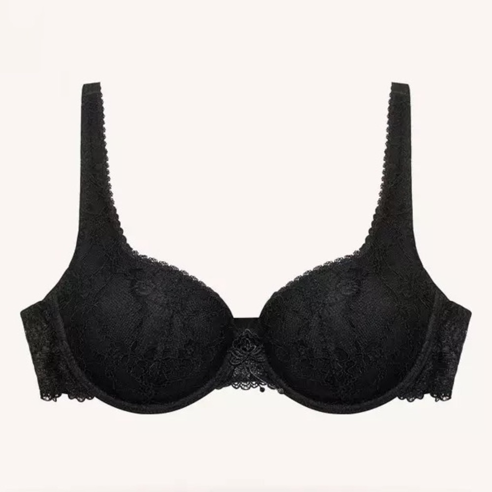 Black Lace Underwire Demi Balconette Bra